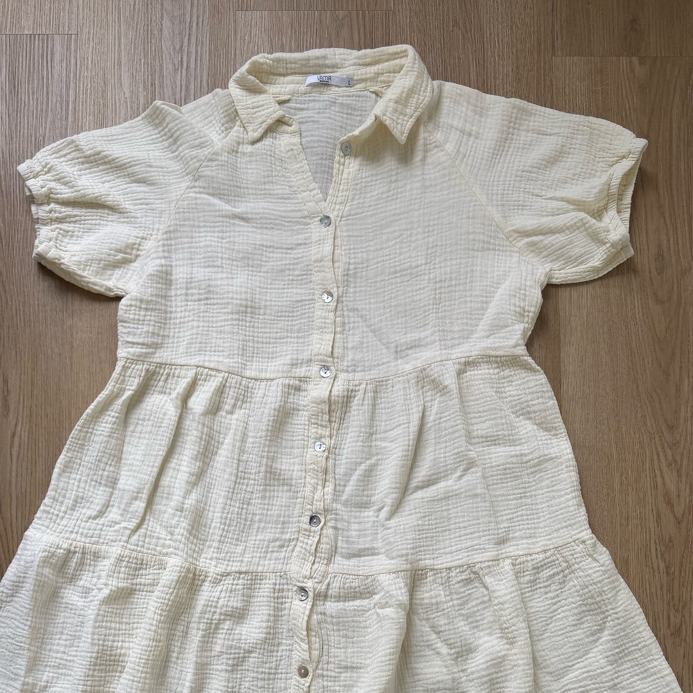 Cream Button-Down Dress